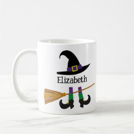 Taza De Café Gorra de Brujas de Halloween Broom Legs Personaliz