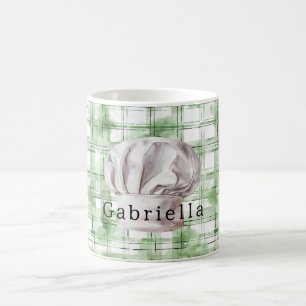 Taza De Café Gorra de Chef Blanca con Rayas de Cuadro Verde Bla