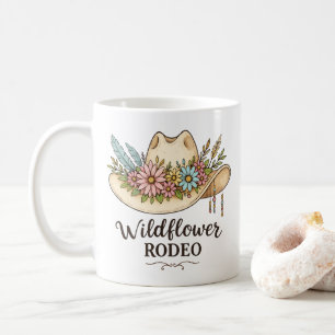 Taza De Café Gorra de Cowgirl floral de rodeo de flores silvest