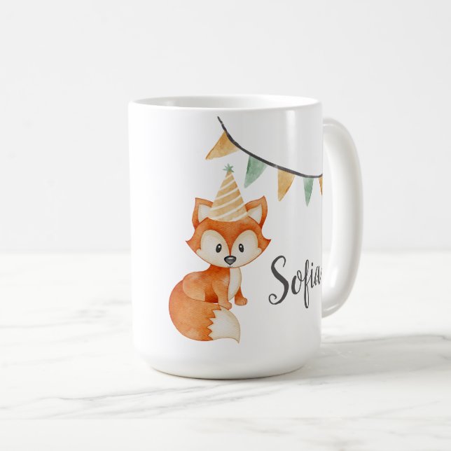 Taza De Café Gorra de Fiesta de Fox Cute (Anverso derecho)