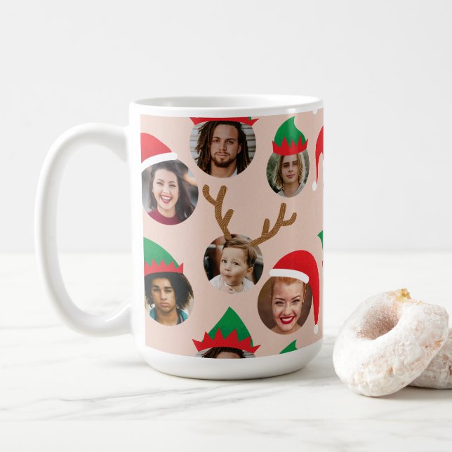 Taza De Café Gorra de Navidades de Rubor Pink Silly Seis Collag (Con donut)