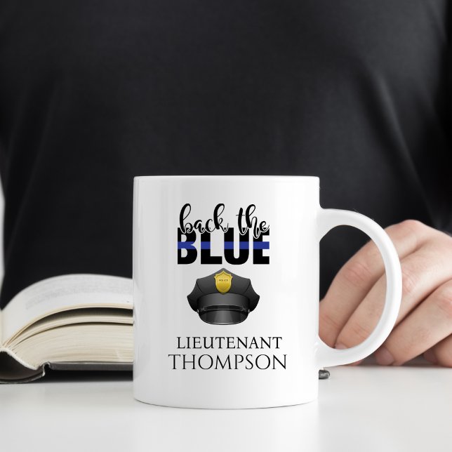 Taza De Café Gorra de policía personalizado de vuelta al azul (Subido por el creador)