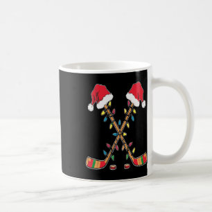 Taza De Café Gorra de Santa de Hockey Luces de Navidad Divertid