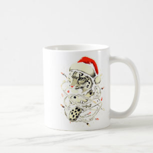 Taza De Café Gorra de Santa de Navidad Leopardo Luces de Navida