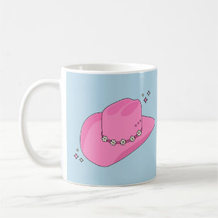 Taza De Café Gorra De Vaquero Preppy Rosa Y Azul