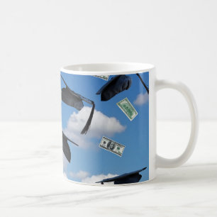Taza De Café Gorras de graduación y dinero