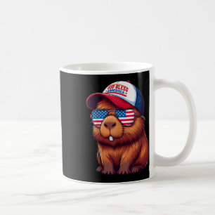 Taza De Café Gorras y P de capibara del 4 de julio - Dios bendi