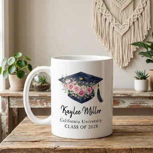 Taza De Café Gorrito de Graduación Floral Elegante Enfermera Ab