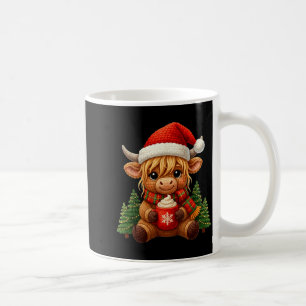 Taza De Café Gorro de Santa de vaca de las Highlands de Navidad