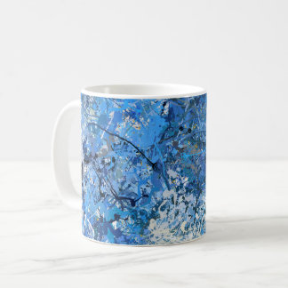 Taza De Café Gotas Azules Abstracción