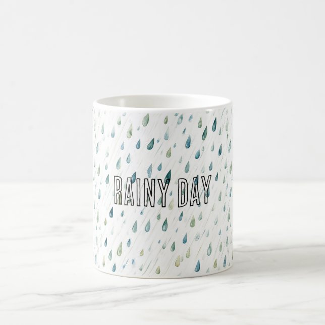 Taza De Café Gotas De Lluvia Día Lluvioso (Centro)
