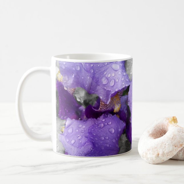 Taza De Café gotas de lluvia sobre el iris (Con donut)