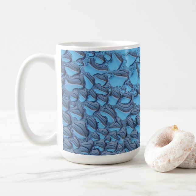Taza De Café Gotas de lluvia suaves en vidrio azul (Con donut)