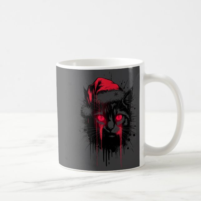 Taza De Café Gothic Christmas Nge Horror Cat Santa Hat Witchy X (Derecha)