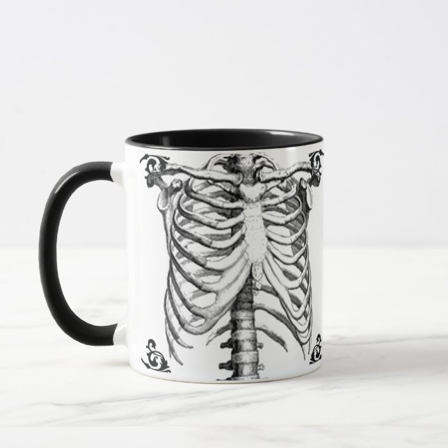Taza de café gótica esquelética de Ribcage (Izquierda)