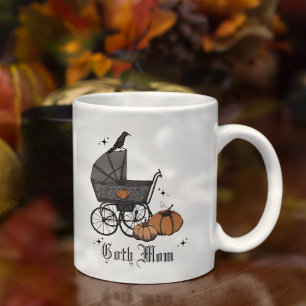 Taza De Café Gótico Mamá Halloween Baby Carriage Raven