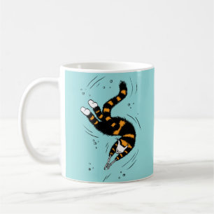 Taza De Café Gótico Pastel Natación Cat Skeleton