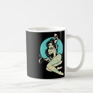 Taza De Café Gótico tatuado Pin-up Chica Horror Fantasma Luna R