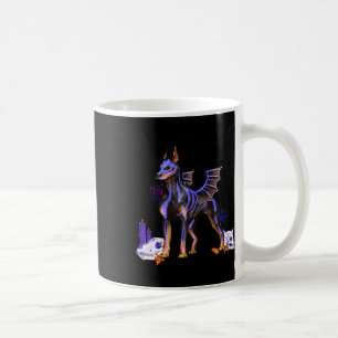 Taza De Café Gótico Winged Doberman Perro Skulls Bat And Candle