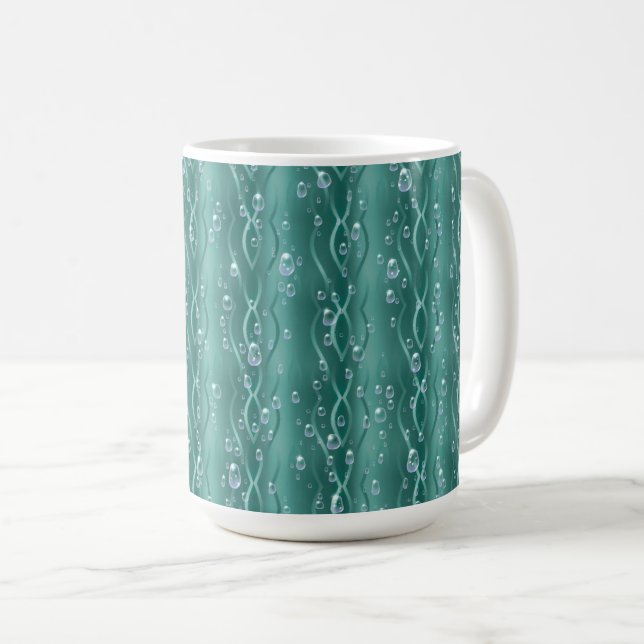 Taza De Café Gotitas de lluvia en metal verde (Anverso derecho)