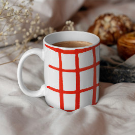 Taza De Café Gouache red grid