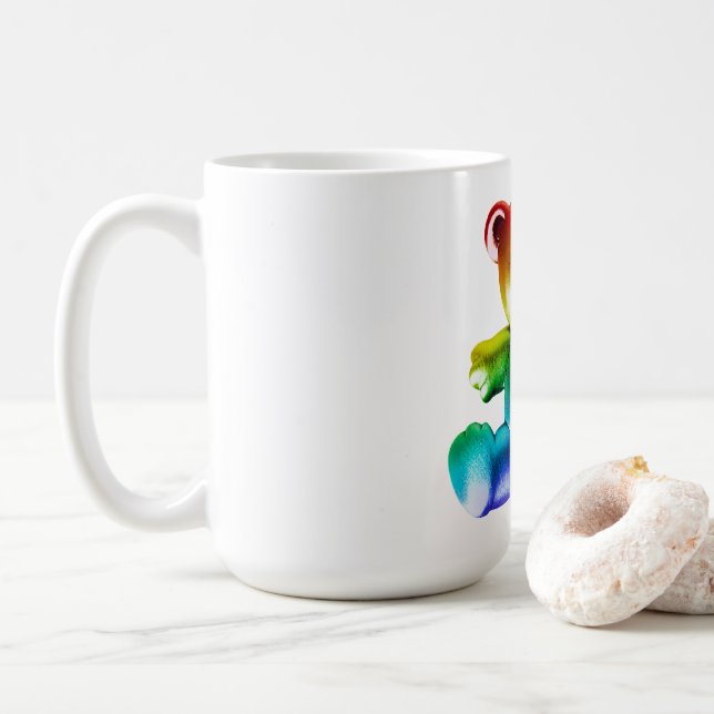 Taza De Café Gra de arcoiris de osito metalizado cepillado de S (Con donut)