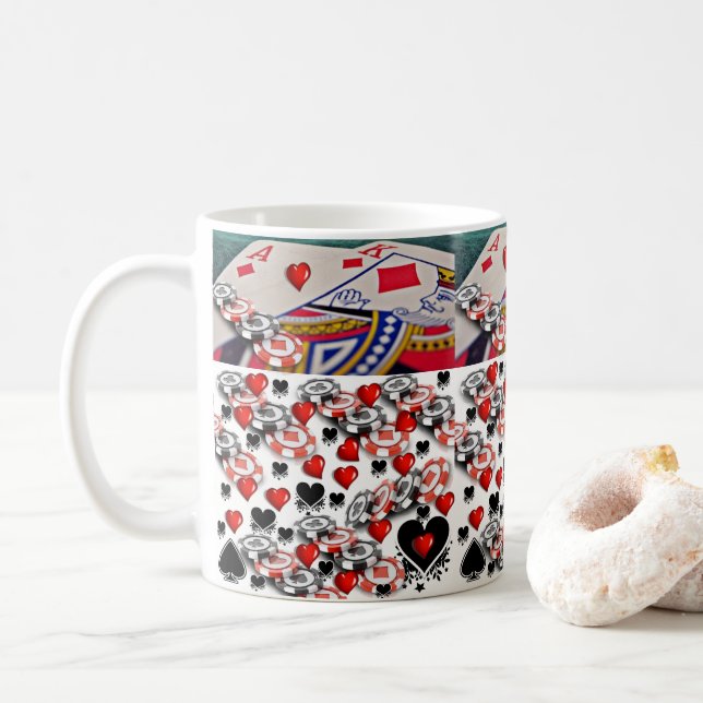 Taza De Café Grabación de corazones de tarjetas (Con donut)