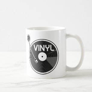 Taza De Café Grabación de vinilo en blanco y negro convertible