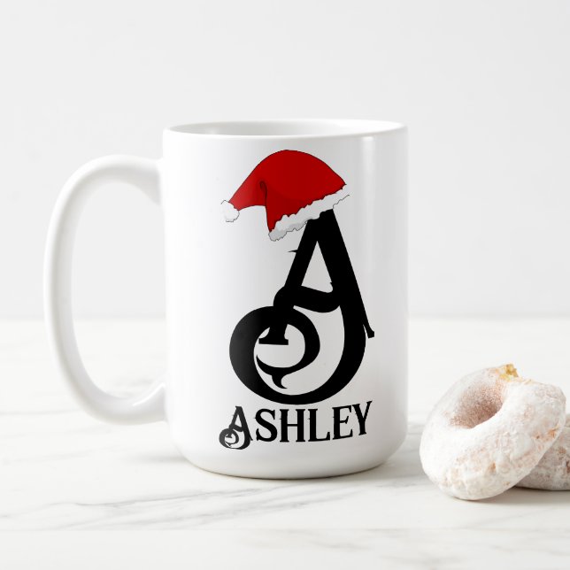 Taza De Café Grabación personalizada de nombres, Navidades en m (Con donut)