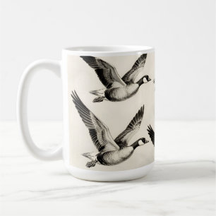 Taza De Café Grabado vintage de gansos de Canadá en vuelo