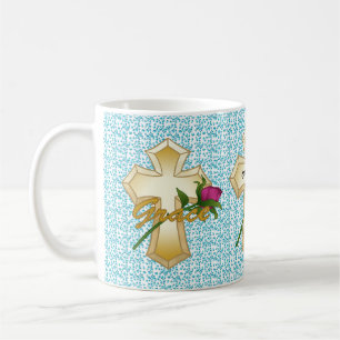 Taza De Café Grace Rosa Christian Cross mug