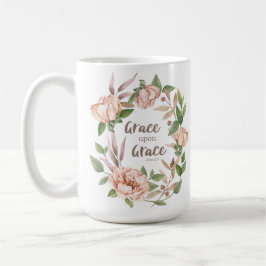 Taza De Café Grace Upon Grace - John 1:16 - Floral