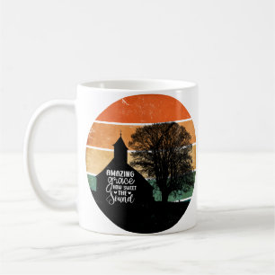 Taza De Café Gracia asombrosa del atardecer retro