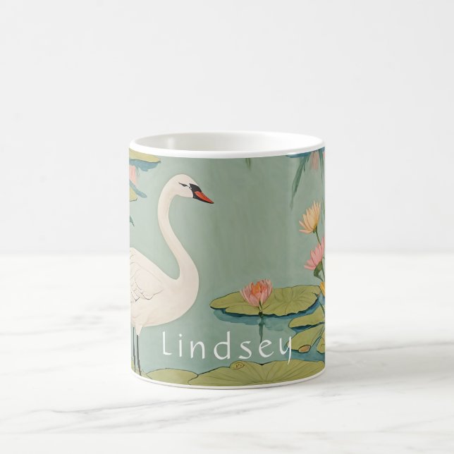 Taza De Café Gracia de Serenity: Lily Pond Swan (Centro)