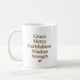 Taza De Café Gracia, Misericordia, Fidelidad, Sabiduría, Fortal