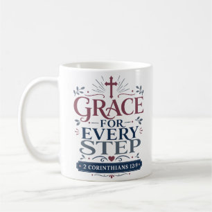 Taza De Café Gracia para cada paso. Cita de Escritura matutina