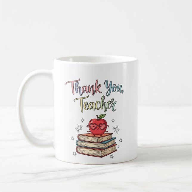 Taza De Café Gracias a profesores Libros y Apple Mug (Izquierda)