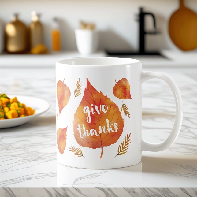 Taza De Café Gracias | Acción de Gracias de las hojas de otoño (Subido por el creador)