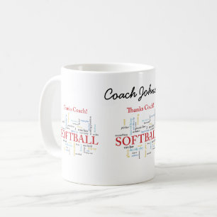 Taza De Café Gracias Al Entrenador De Softball Palabras De Grup