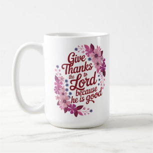 Taza De Café Gracias al Señor Flores Púrpura Cristiano