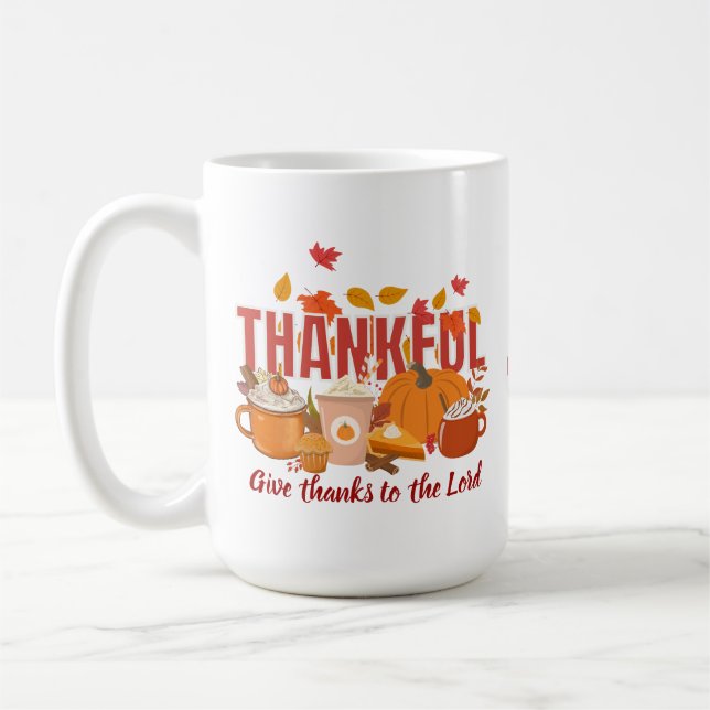 Taza De Café GRACIAS Calabaza Cristiana Acción de Gracias (Izquierda)