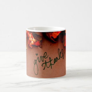 Taza De Café Gracias con Acción de Gracias de Caída