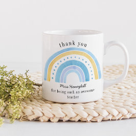 Taza De Café Gracias Doodle Azul Arcoíris Increíble Profesor