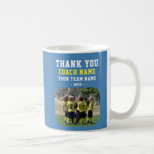 Taza De Café Gracias Entrenador con Foto del Nombre del Equipo