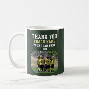Taza De Café Gracias Entrenador con Foto del Nombre del Equipo
