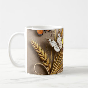Taza De Café Gracias flores silvestres dibujadas a mano, tallos