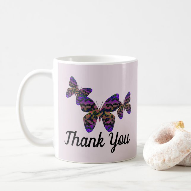 Taza De Café Gracias Hermosas Mariposas, Apreciación Viviente (Con donut)