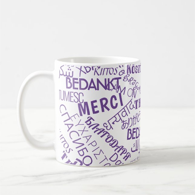 Taza de café Gracias Internacional Palabra de agra (Izquierda)
