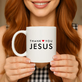 Taza De Café Gracias Jesús | Corazón de fe cristiana moderna