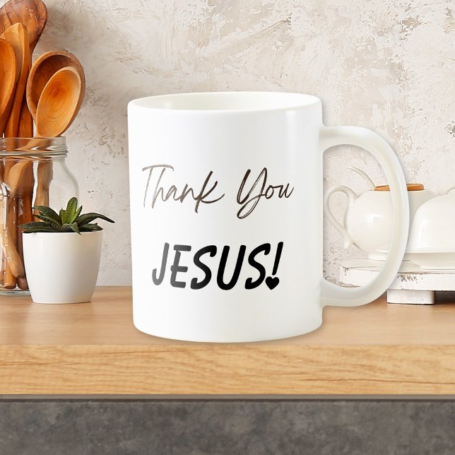 Taza De Café Gracias Jesús Exclamación Corazón Mug (Thank You Jesus Exclamation Heart Mug)